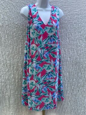 Pappagallo Vibrant Pink Tropical Print Dress